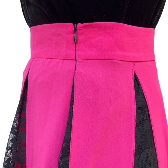 Lace Pink Black Maxi Skirt Sm Striped Paneled Fairy Grunge Witchy Whimsigoth Y2K - Picture 6 of 12